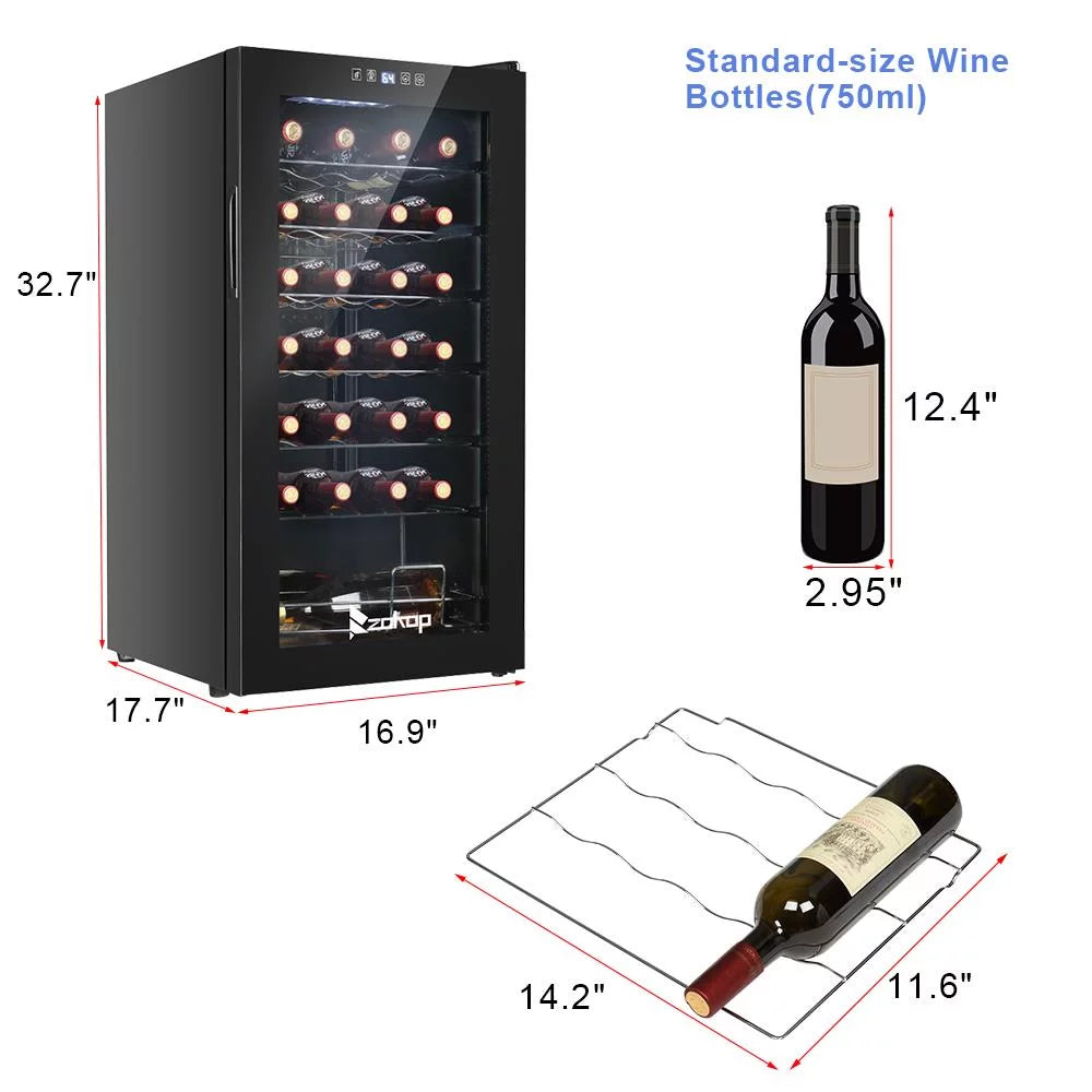 28 Bottle Compressor Wine Cooler, Black K198
