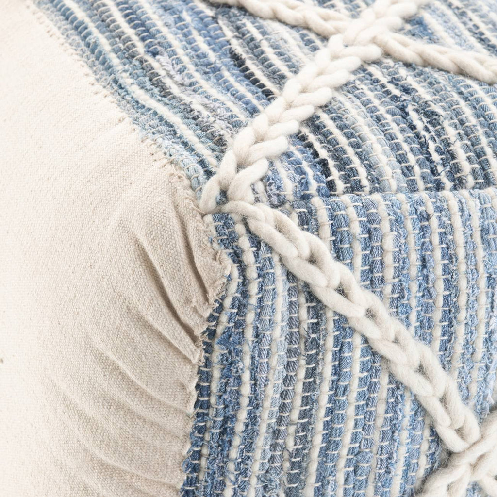 Natural/Blue Pouf N218