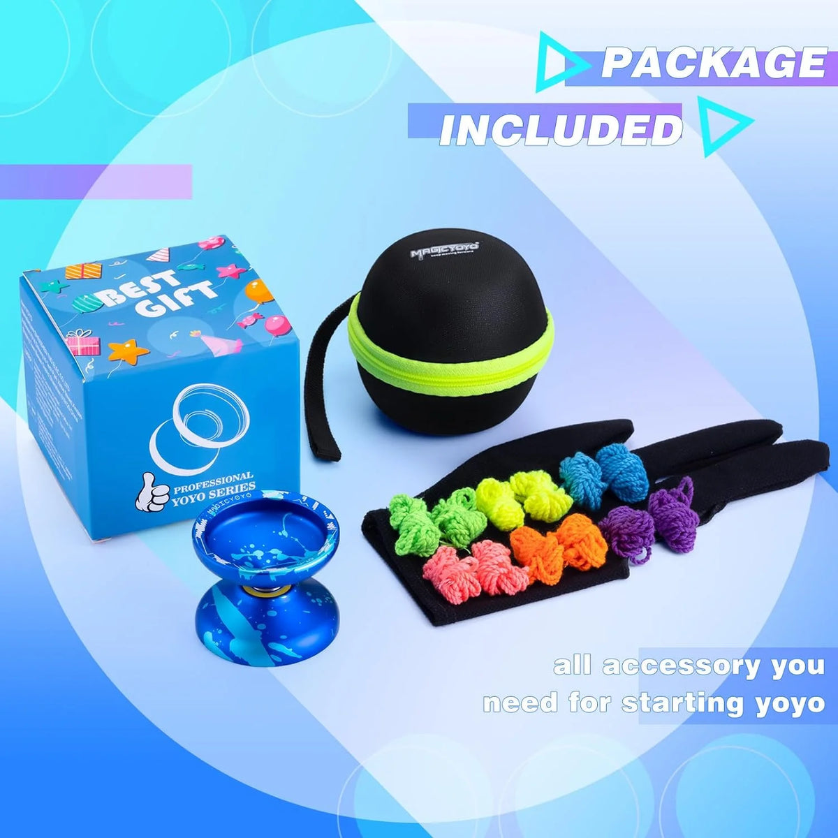 Blue Splash Finger Spin Metal Yoyo I318