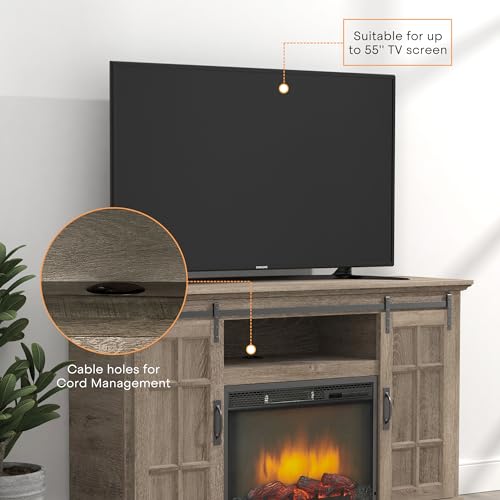 White 43 Inch Electric Fireplace with Mantel A851581