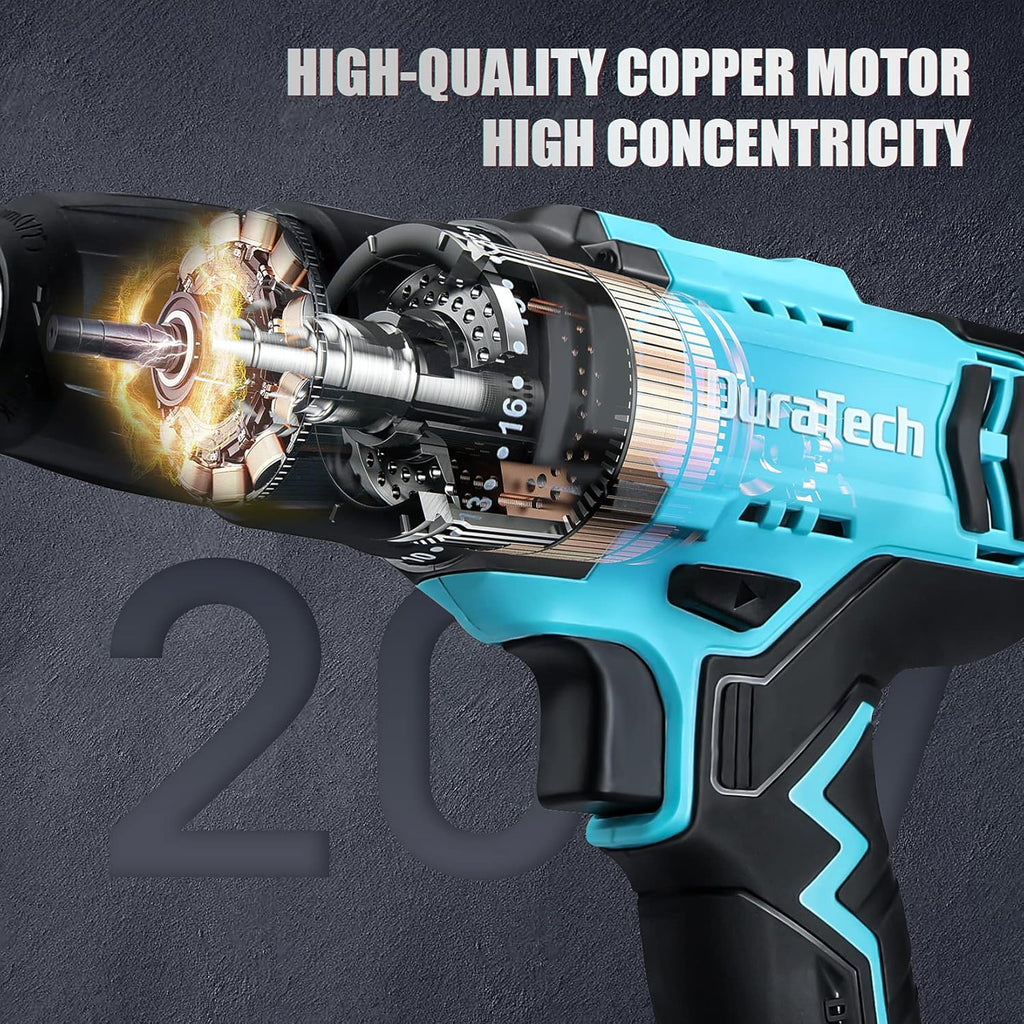 20V Cordless Drill Driver Set with 1/2” Keyless Chuck, 16pcs Drill Bits, Pack of 2 X327