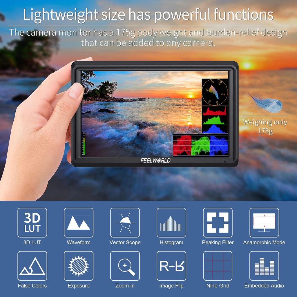 5.5 Inch 4k HDMI Camera Field Monitor with Sunshade and Tilt Arm Mount K38790