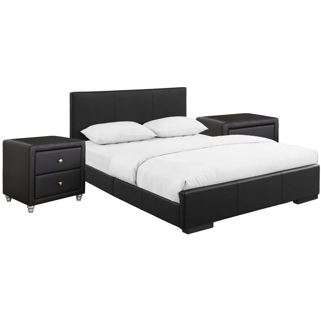 Black Queen Upholstered Platform Bedroom Set V832443