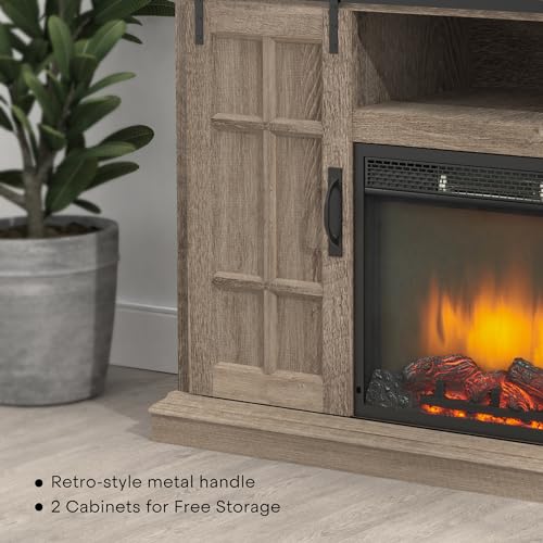 White 43 Inch Electric Fireplace with Mantel A851581