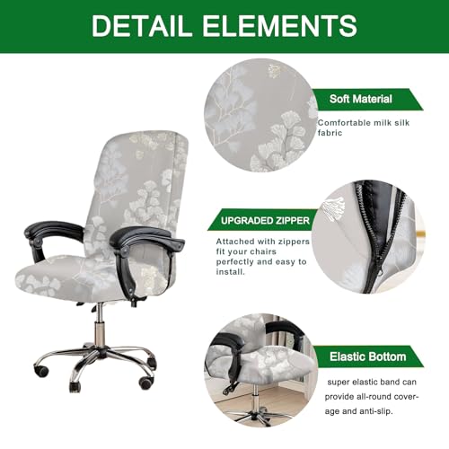 Printed Office Chair Cover Stretch Computer Chair Slipcover with Zipper, M E975939