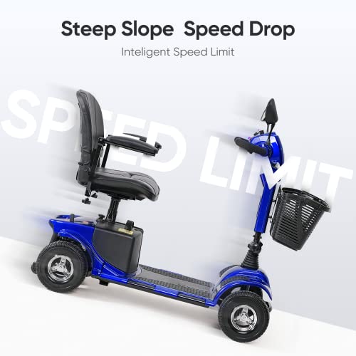 Blue 4 Wheel Power Mobility Scooter with Basket A699