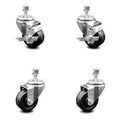 3 inch Phenolic Wheel Swivel Threaded Stem Caster Set 2 Brakes R524464