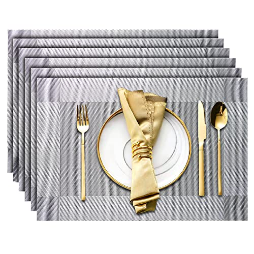 Placemats Set of 6 Heat Resistant Woven PVC Placemats P660846