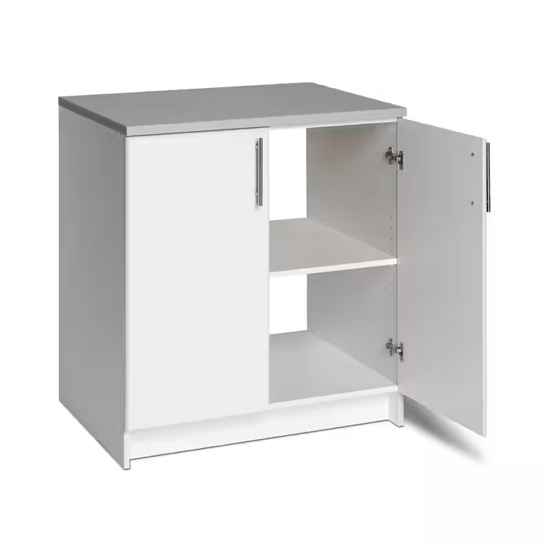 White Wood Freestanding Garage Cabinet R9534