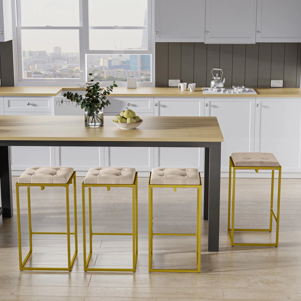 Velvet Tufted Bar Stool Set of 2 D1224