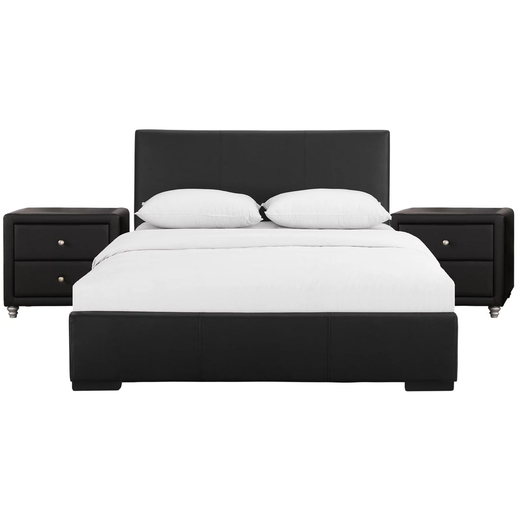 Black Queen Upholstered Platform Bedroom Set V832443