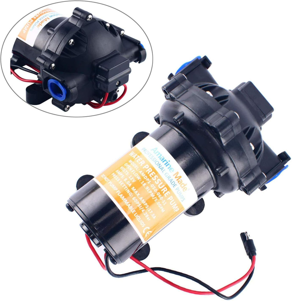 12v Water Pressure Diaphragm Pump 18.9 L/min 5.0 Gpm 60 Psi H7273