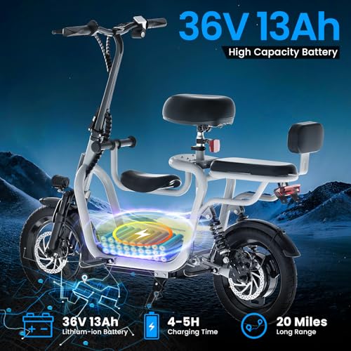 Electric Scooter with Seat, 500W Motor, 20 Mile Range, 14" Pneumatic Tires M5136