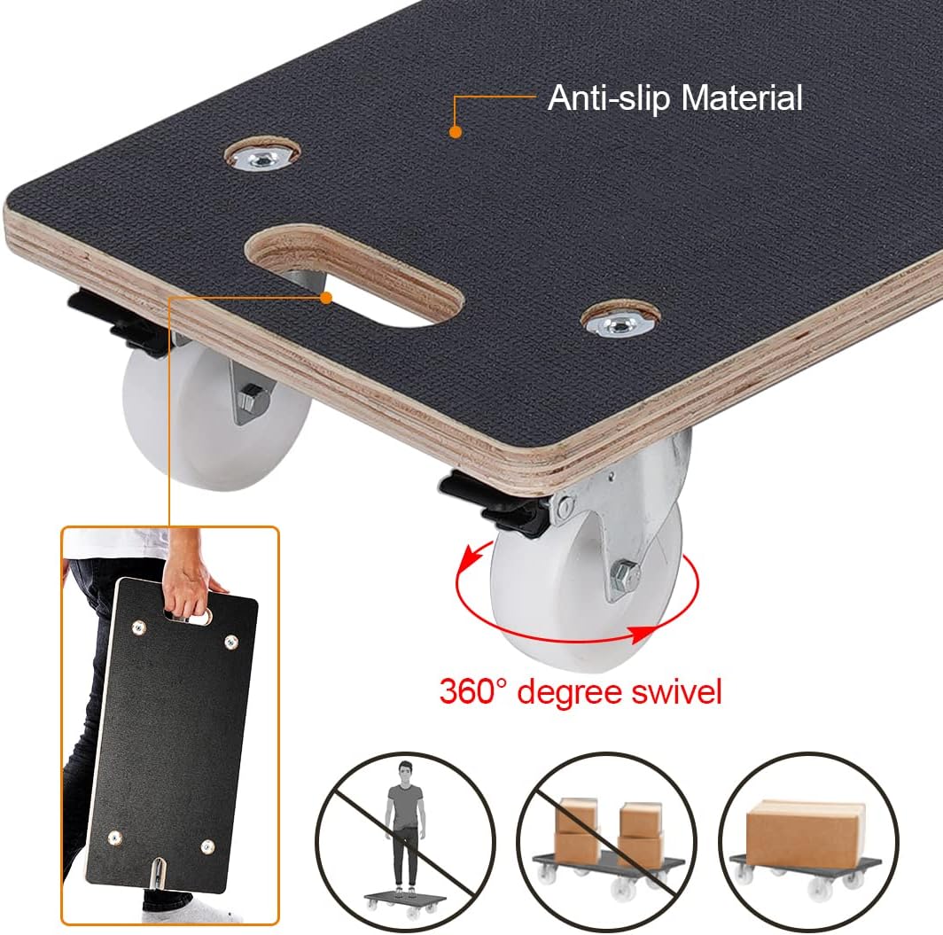 Collapsible Wood Platform Dolly with Handle, 441-lb Load Capacity I205