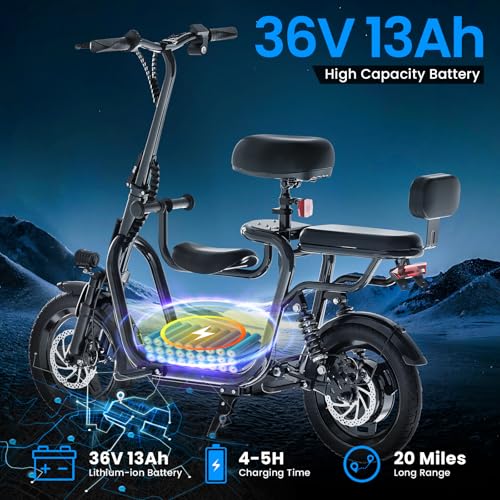 Electric Scooter with Seat, 500W Motor, 20 Mile Range, 14" Pneumatic Tires M5136