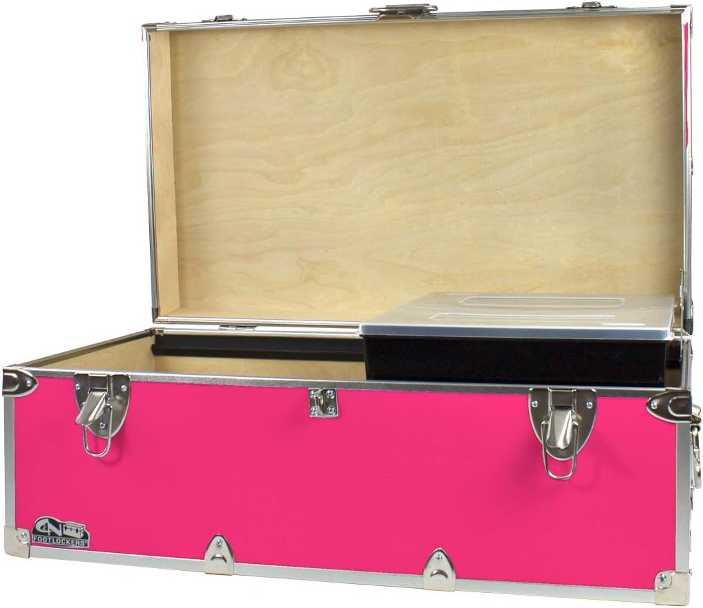 Gray Footlocker Storage Chest with Organizer Tray P1297
