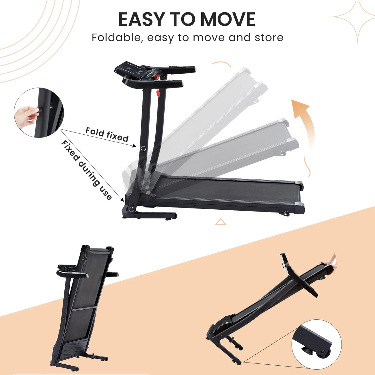 2.5HP Foldable Electric Treadmill with Shock-Absorbent Deck E32846