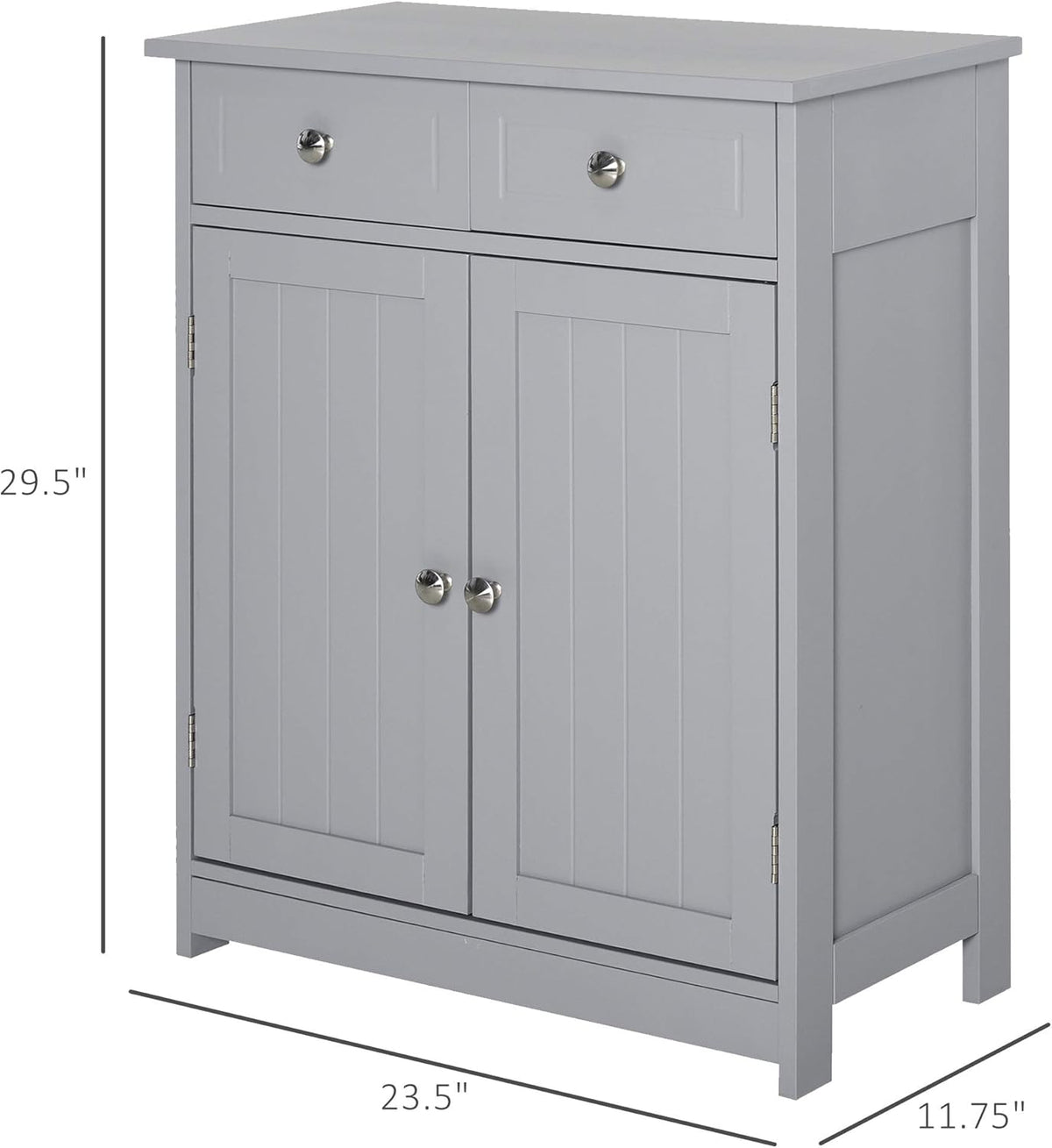 Grey Freestanding Bathroom Storage Cabinet with 2 Door, 2 Drawers, Adjustable Shelf V4640