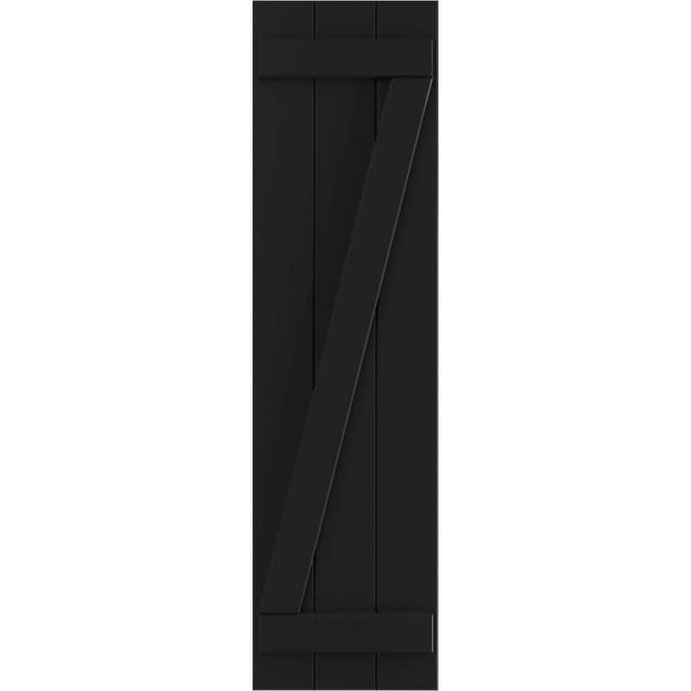 Black PVC Board-n-Batten Shutters with Z-Bar L332