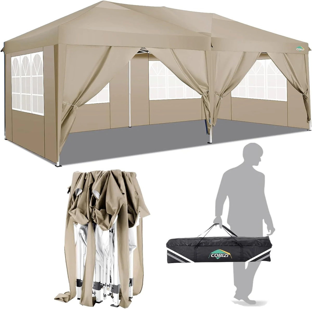 10x20 Pop up Canopy Tent with 6 Removable Sidewalls C8210