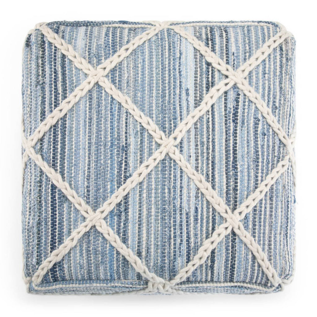 Natural/Blue Pouf N218
