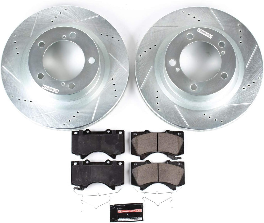 Front Z23 Carbon Fiber Brake Pads with Drilled & Slotted Brake Rotors Kit H2665