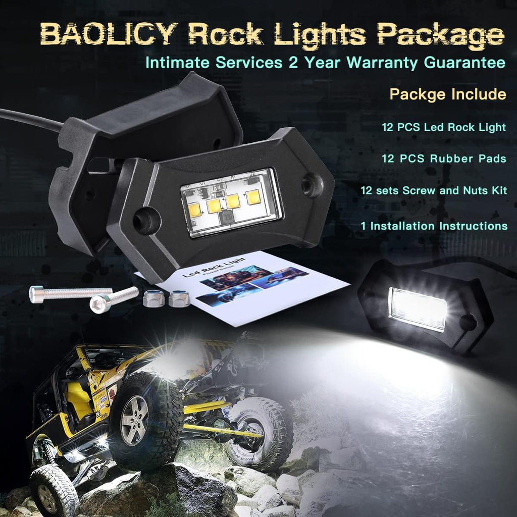 White LED Rock Lights IP68 Waterproof 12Pods X96361