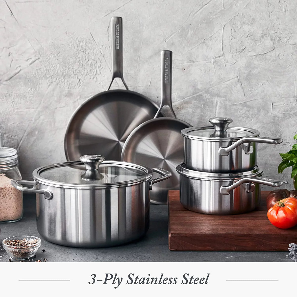 14 Piece Tri-Ply Stainless Steel Cookware Set F9684