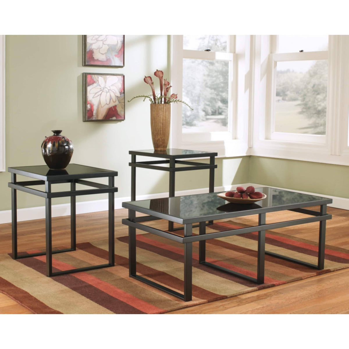 3-Piece Black Occasional Table Set C530749