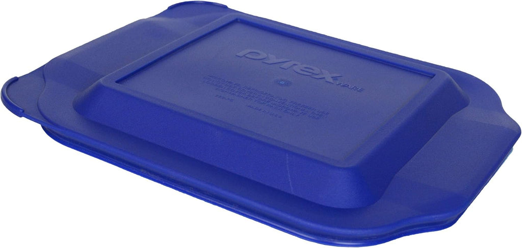 2 Square Glass Baking Dishes with 2 Blue Lids G2948