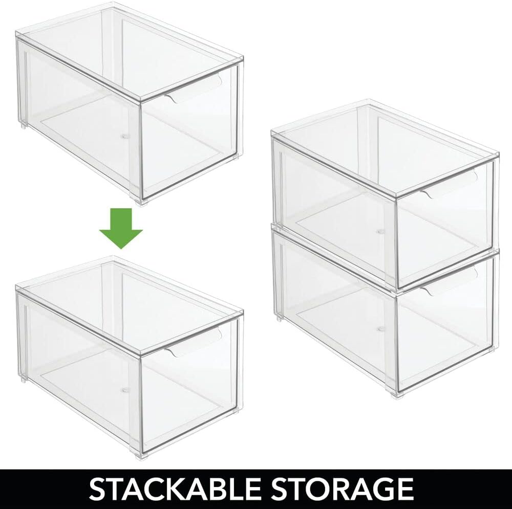 Clear Plastic 4 Pack Stackable Storage Drawer F62713