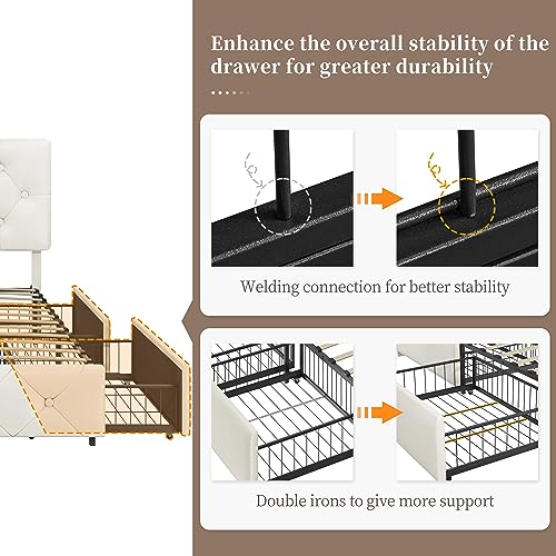 Black Queen Upholstered Bed Frame with 3 Drawers Storage G889754