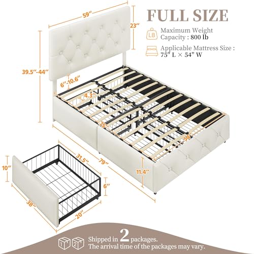 Black Queen Upholstered Bed Frame with 3 Drawers Storage G889754