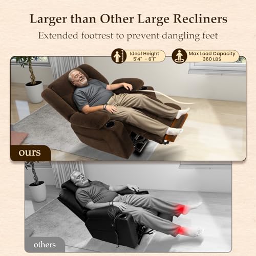 Large Power Lift Recliner with Heat and Massage, Dark Brown G26523
