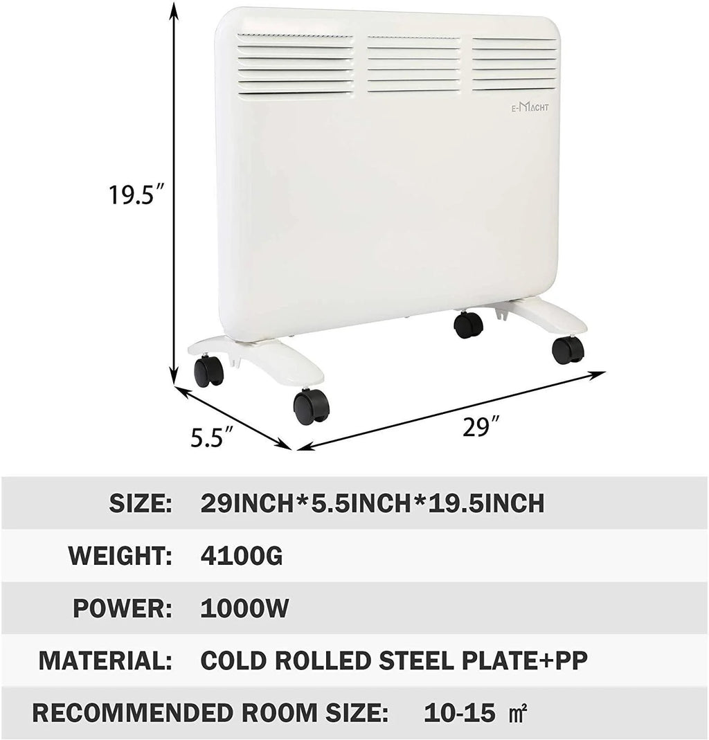 1000W Electric Radiator Space Heater with Adjustable Thermostat U781