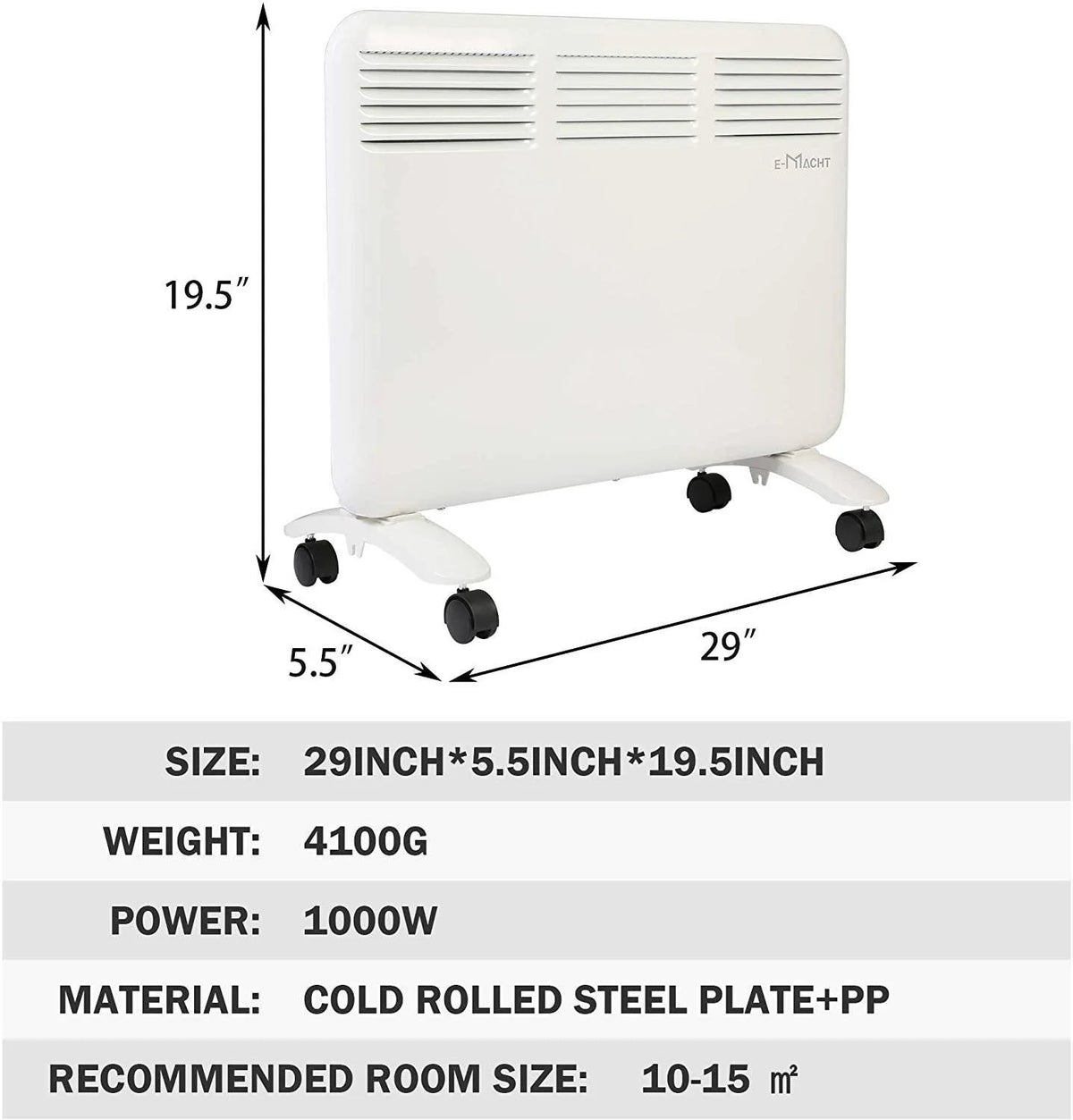 1000W Electric Radiator Space Heater with Adjustable Thermostat U781