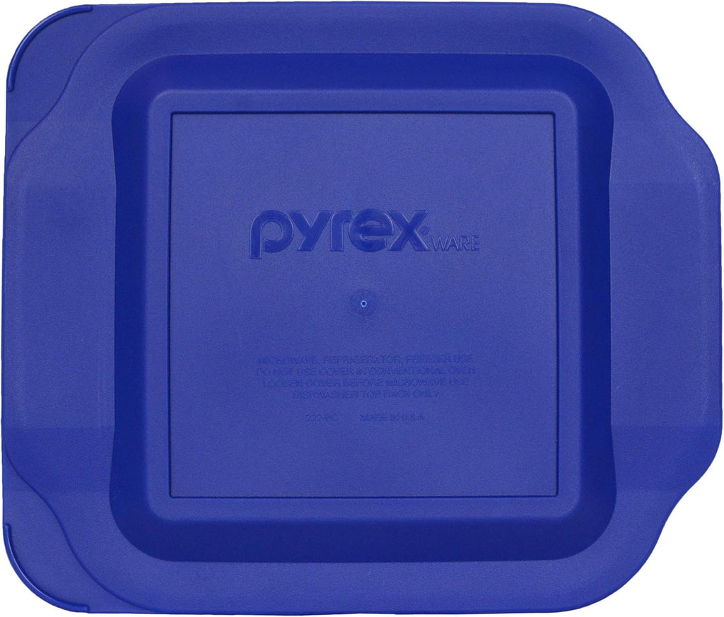 2 Square Glass Baking Dishes with 2 Blue Lids G2948