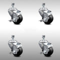 3.5 inch Soft Rubber Swivel Caster Set with Brake K888080