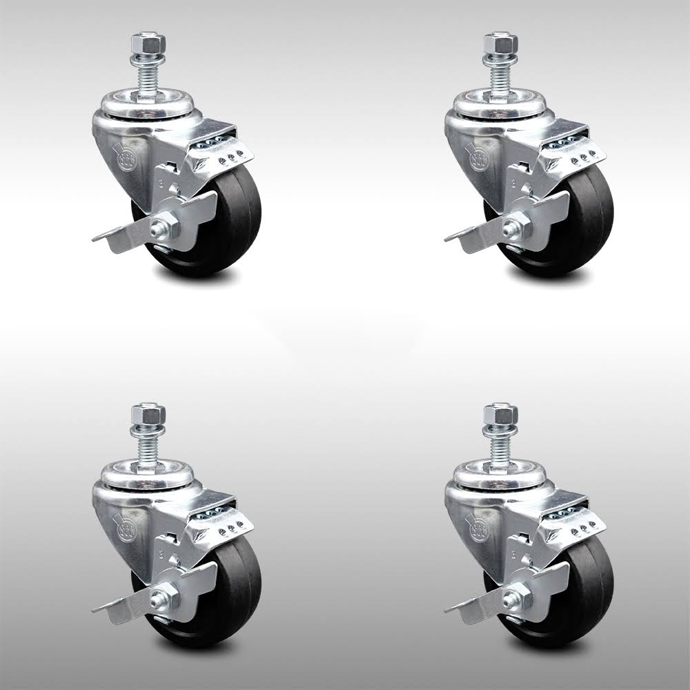 3.5 inch Soft Rubber Swivel Caster Set with Brake K888080