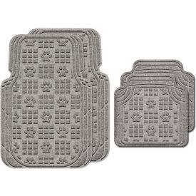Large Medium Gray Full Set of 4 Car Mats with Pawprint Pattern D686
