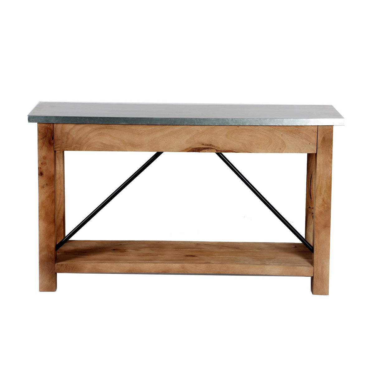 50-Inch Wood and Zinc Metal Console Table with 2 Drawers D89468