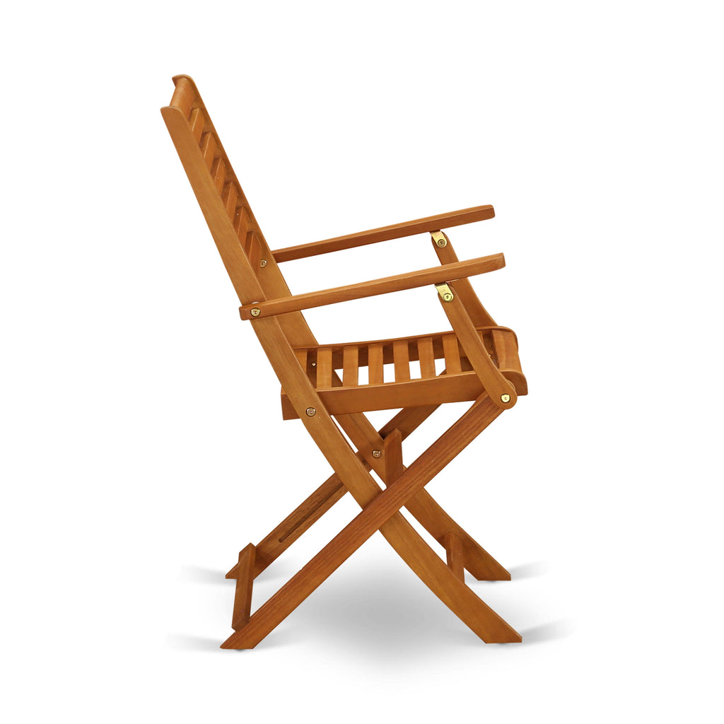 Set of Two Solid Acacia Wood Folding Chair with Arm Rest M6499