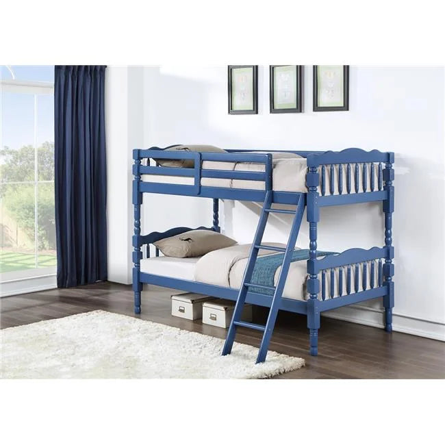 Dark Blue Twin Size Bunk Bed F875610