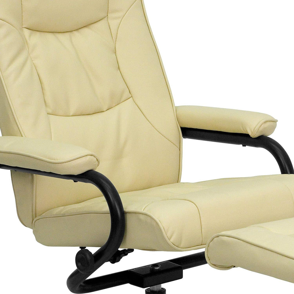 Cream Leathersoft Recliner/Ottoman Q88169