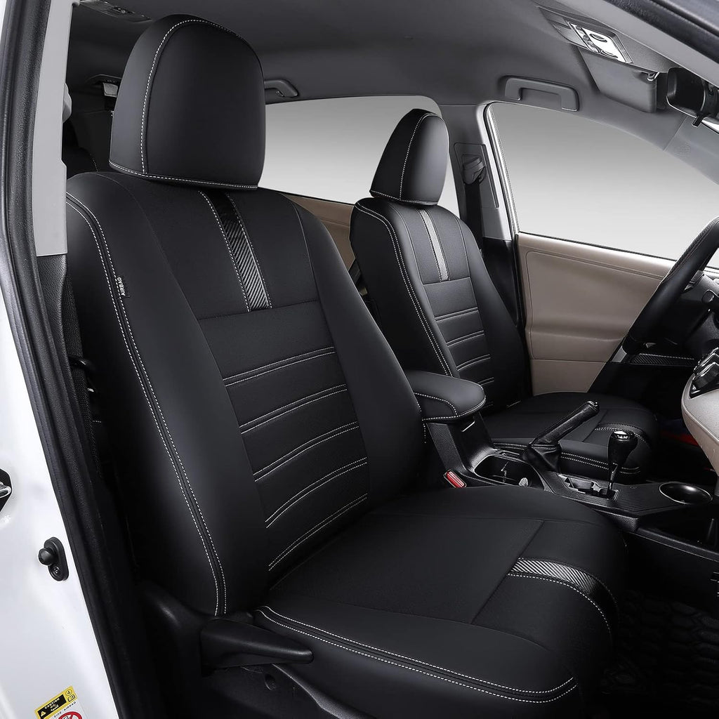 PU Leather Car Seat Covers for 2013-2018 RAV4, Black+Red J58575