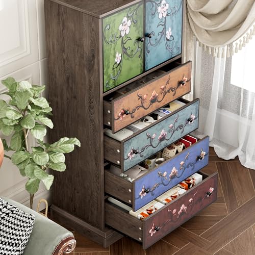 50'' Tall 4 Drawer 2 Door Wood Dresser F383