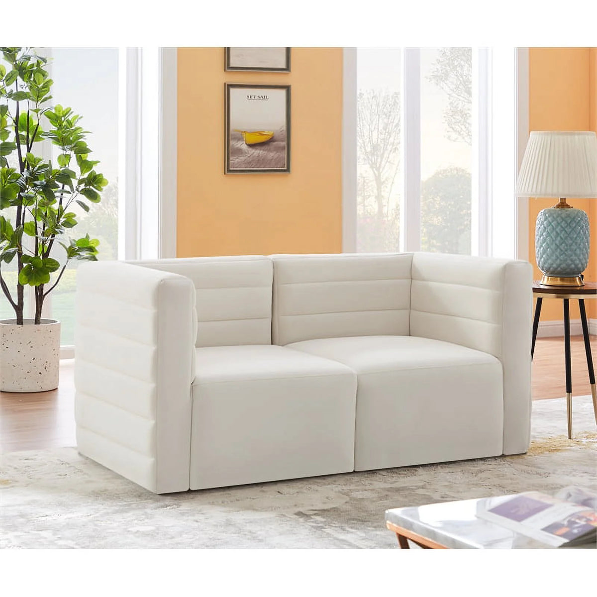 Cream Velvet Modular Sofa V932