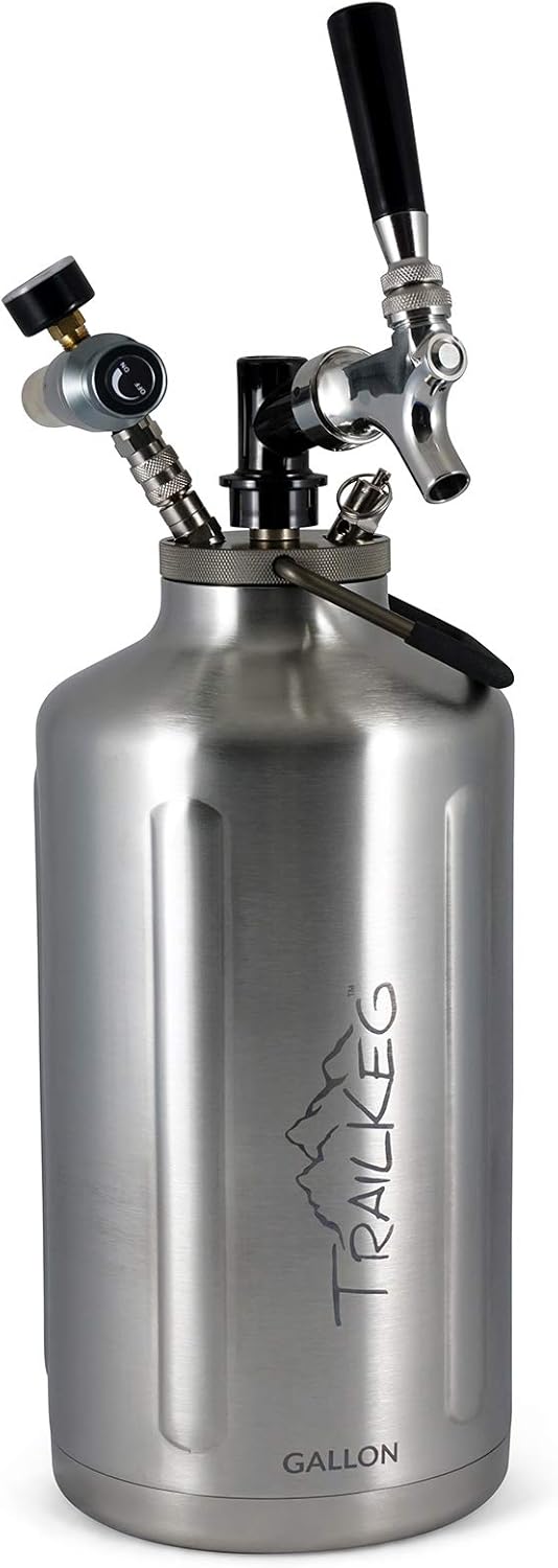 Stainless Steel Half Gallon Growler with Chrome Tap and Dual Stage CO2 Regulator F715374