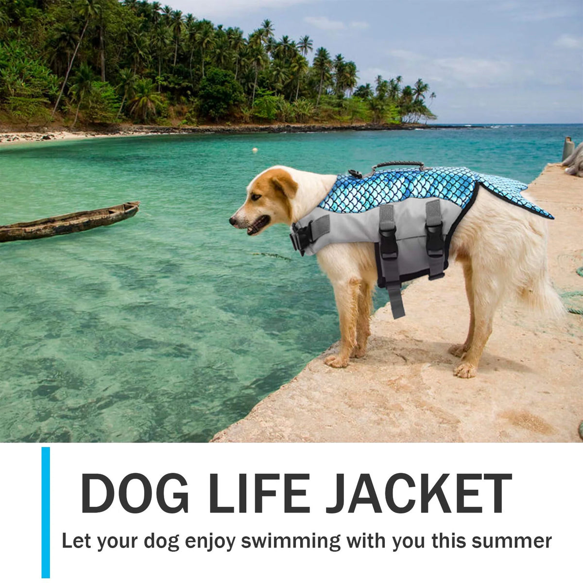 Dog Life Jacket with Rescue Handle, Reflective Adjustable Life Vest J562