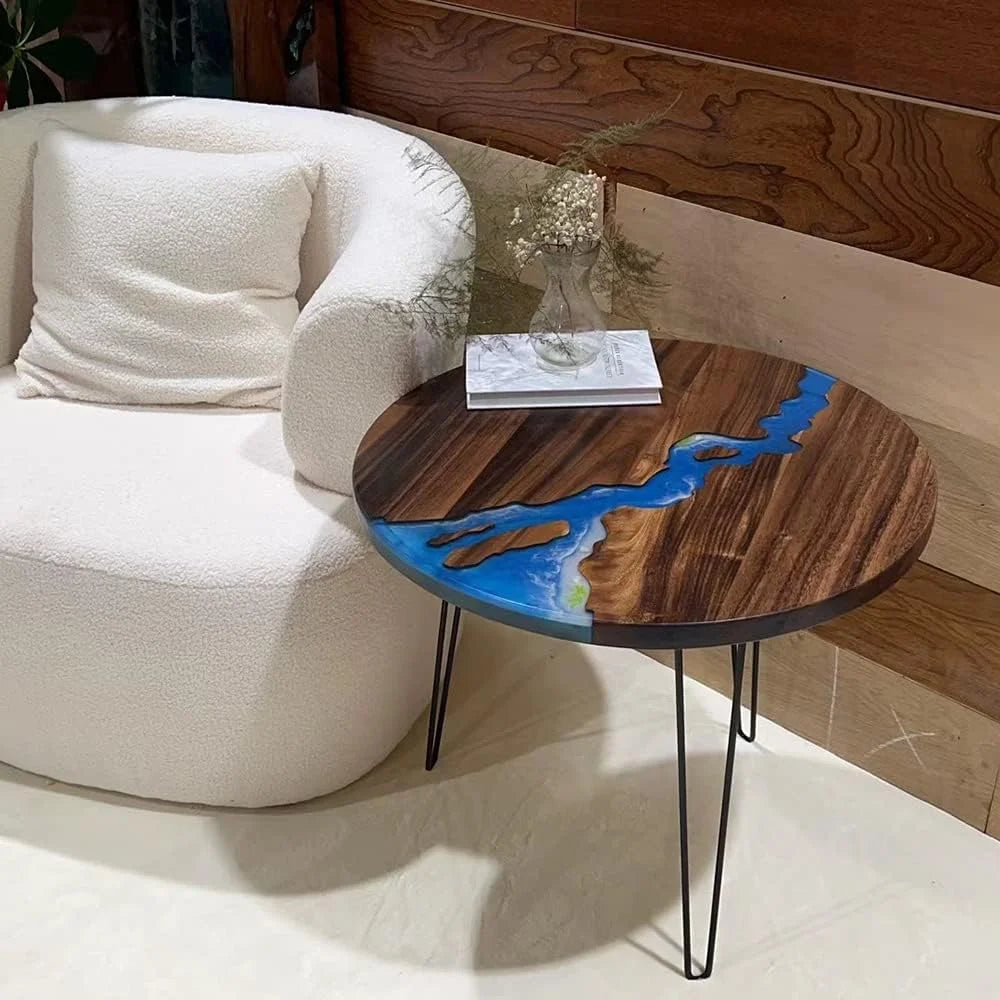 Round Teak Wood Resin Coffee Table N31138